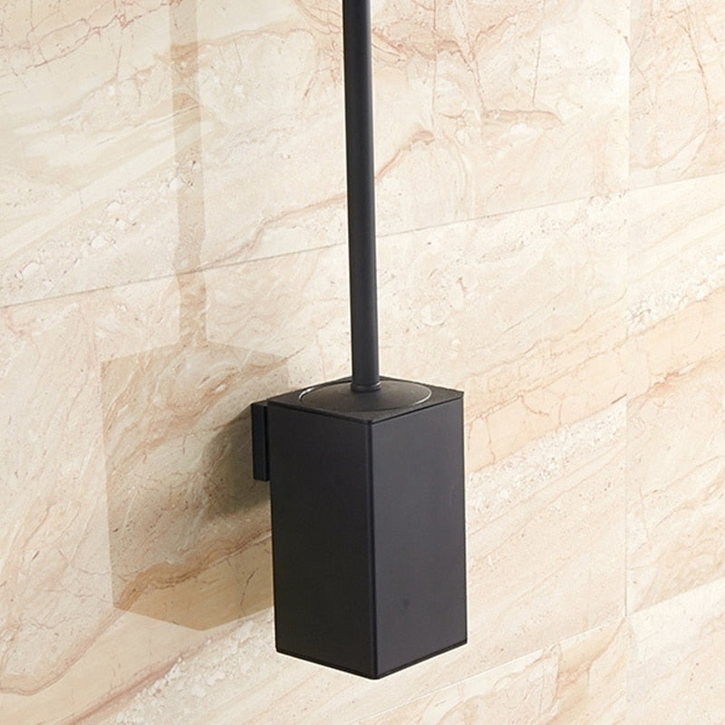 Black wall mounted toilet brush